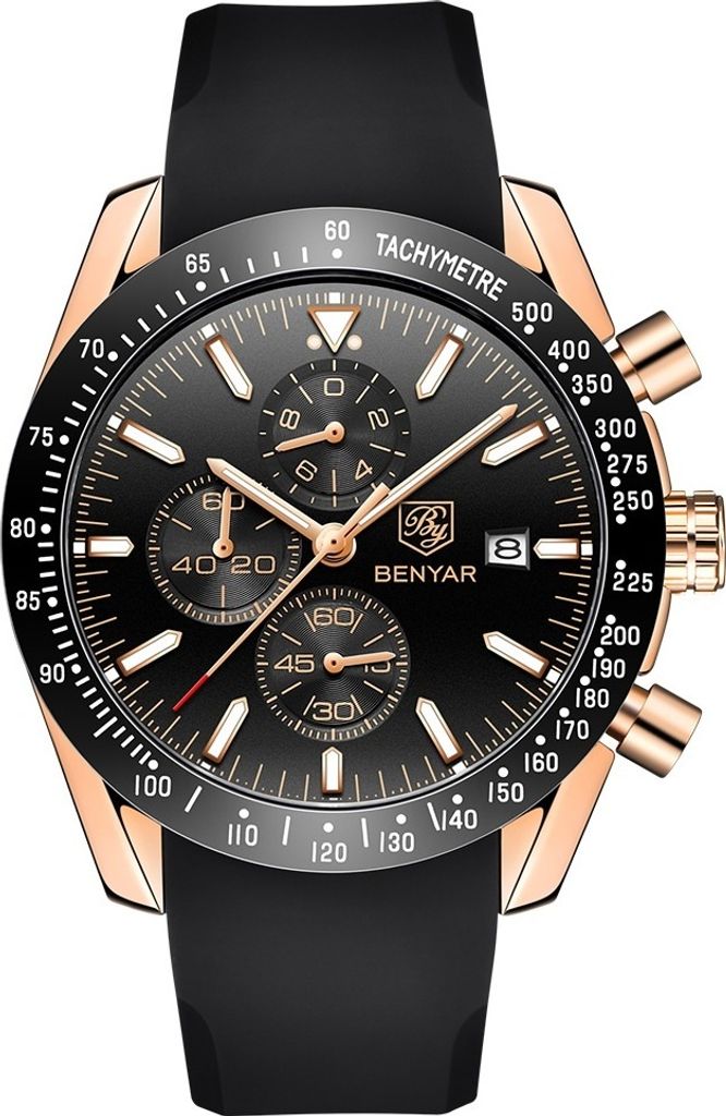 BENYAR OG-14673 Uhr – Elegante Herrenuhr Schwarz/Gold KP14673