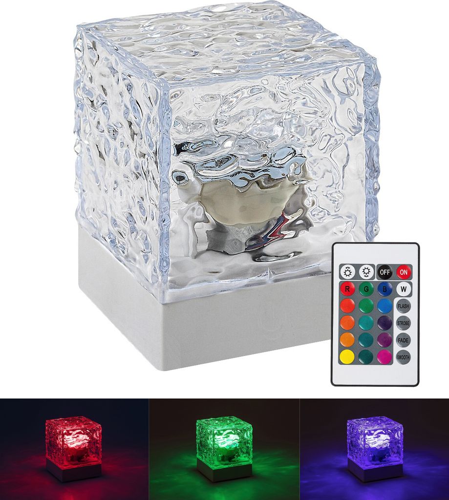 Rabalux Průhledná designová LED RGB stolní lampa Cubiko na Obrázek produktu 