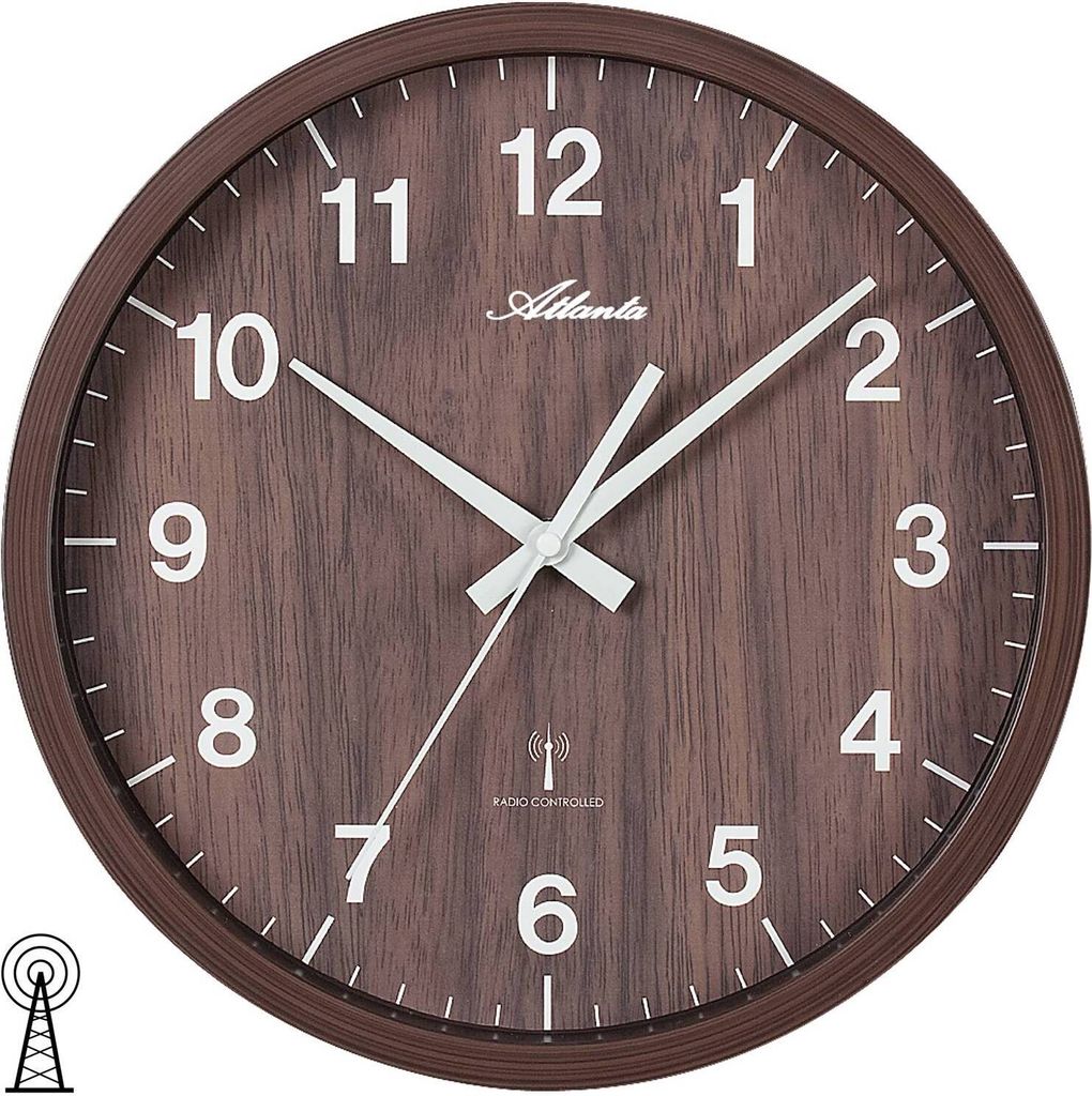 Atlanta 4438/20 Wanduhr Funk Funkwanduhr analog braun Produktbild 
