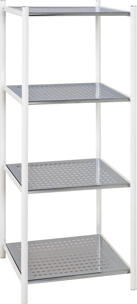 Étagère de salle de bain chromée design blanc métal - Format 40x103x35 cm