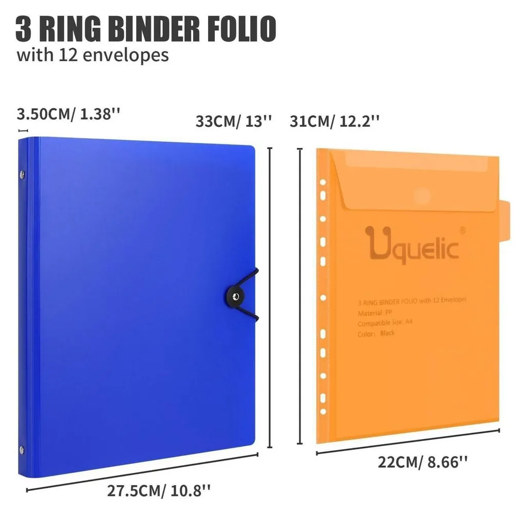 Organiseur de dossiers A4 noir avec porte-documents à 12 compartiments - 3