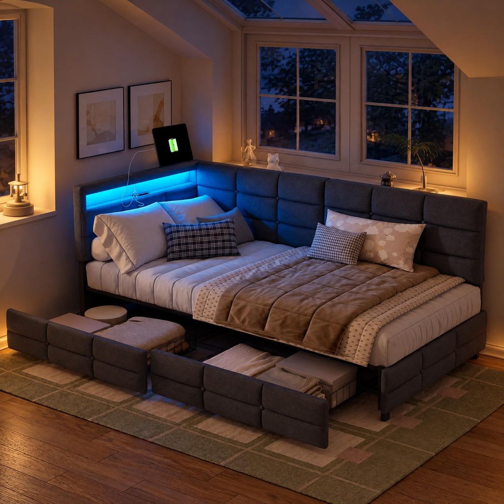 INONEFT Dagbed/kinderbed 90x200 cm met LED-verlichting en Productafbeelding 