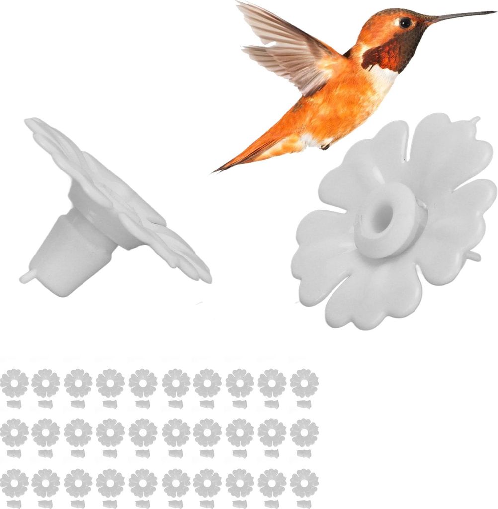 30er-Set Kolibri-Futterhäuschen Blumen Hängende Vogelfutterstellen Ersatzteile Gartenbedarf Weiß