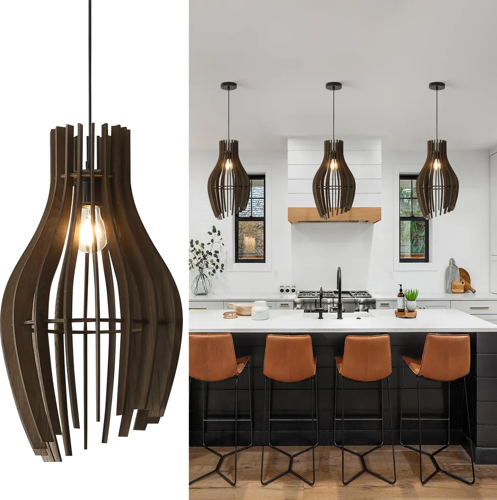 Offerta Lampadario Legno Vintage Ø30cm Sospensione Moderna MDF