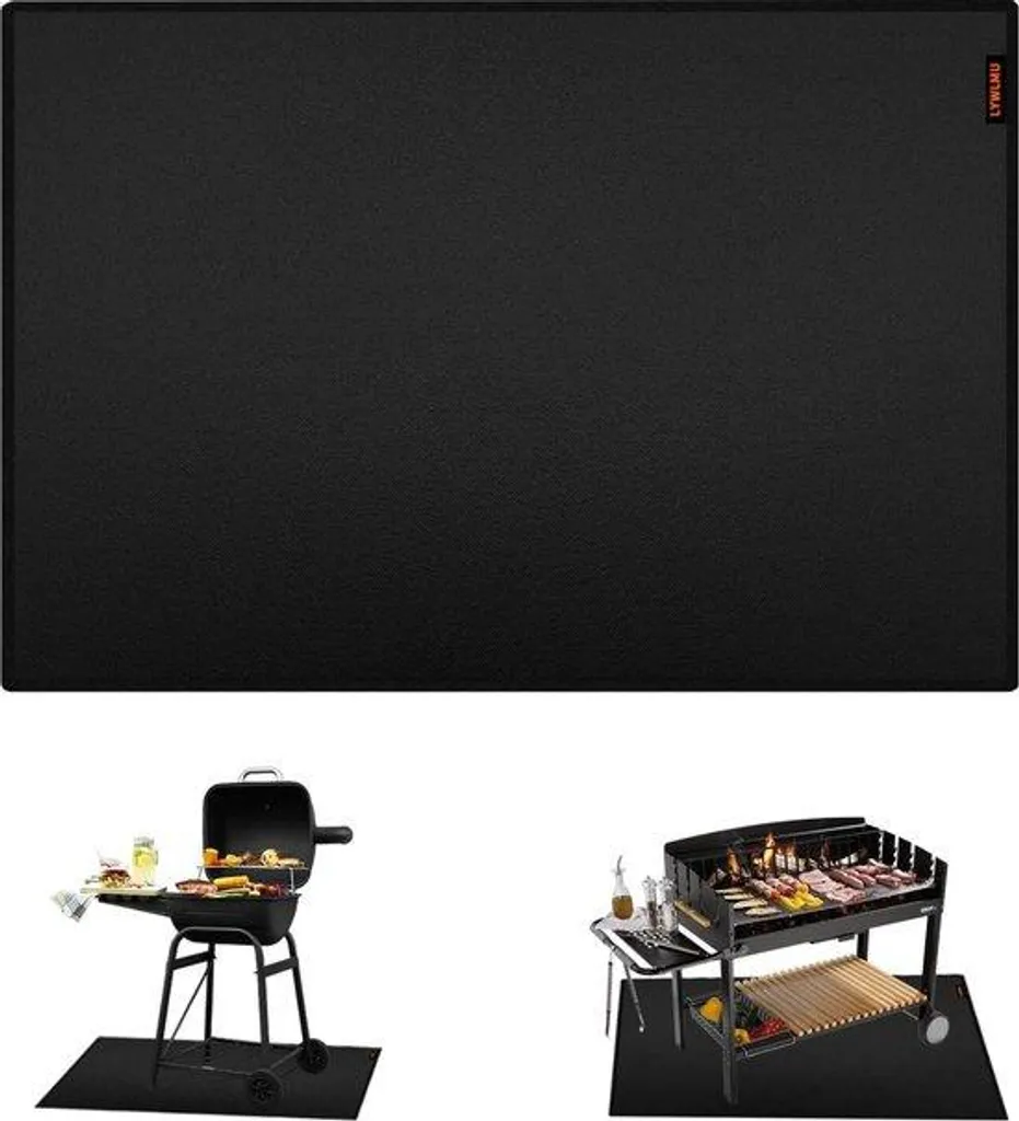 Tapis de protection sol barbecue 150x100 cm plateau pliable et amovible