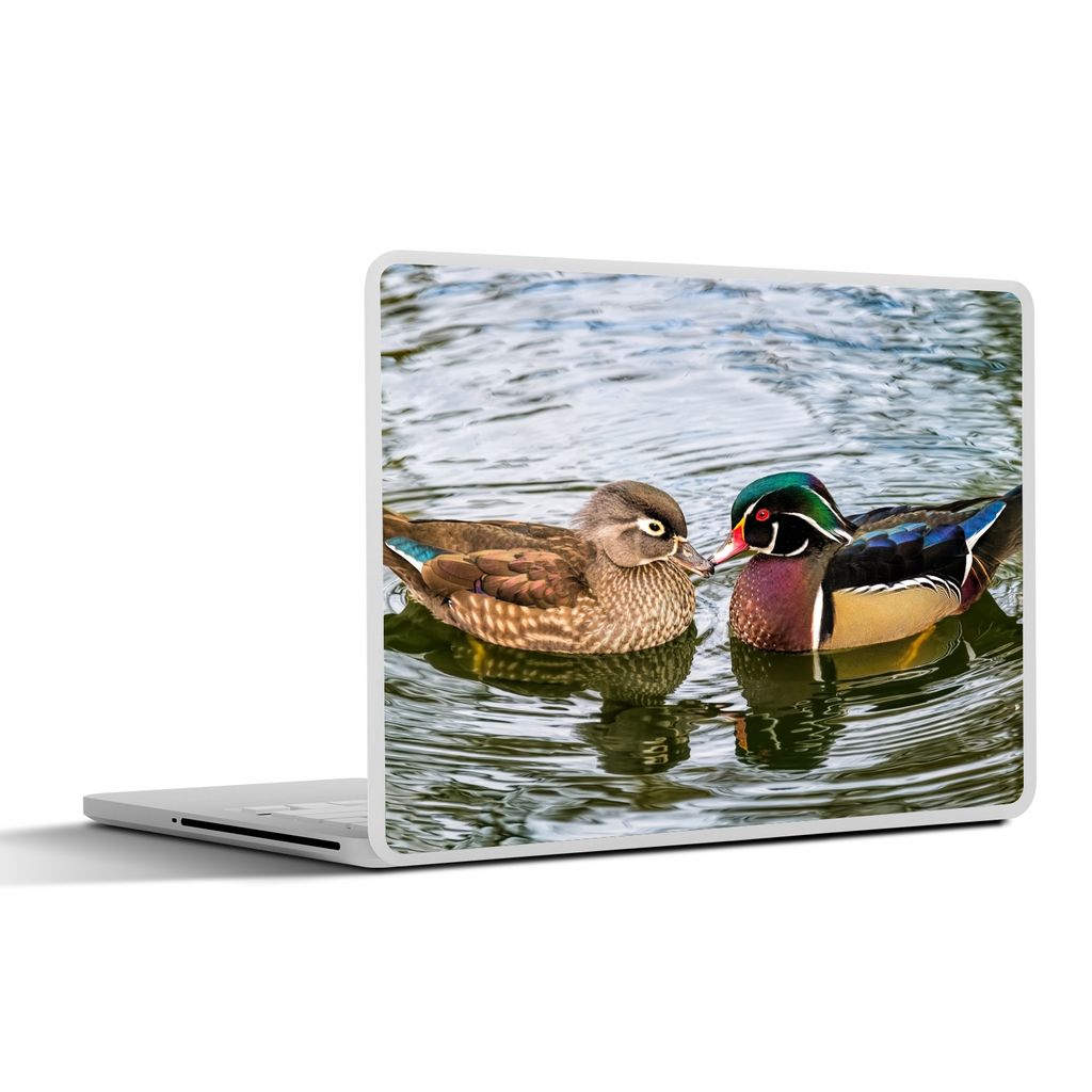 MuchoWow Laptop Aufkleber Sticker Cover Ente - Vögel - Wasser - Federn - Tiere 25x18 cm - Laptop-Deko