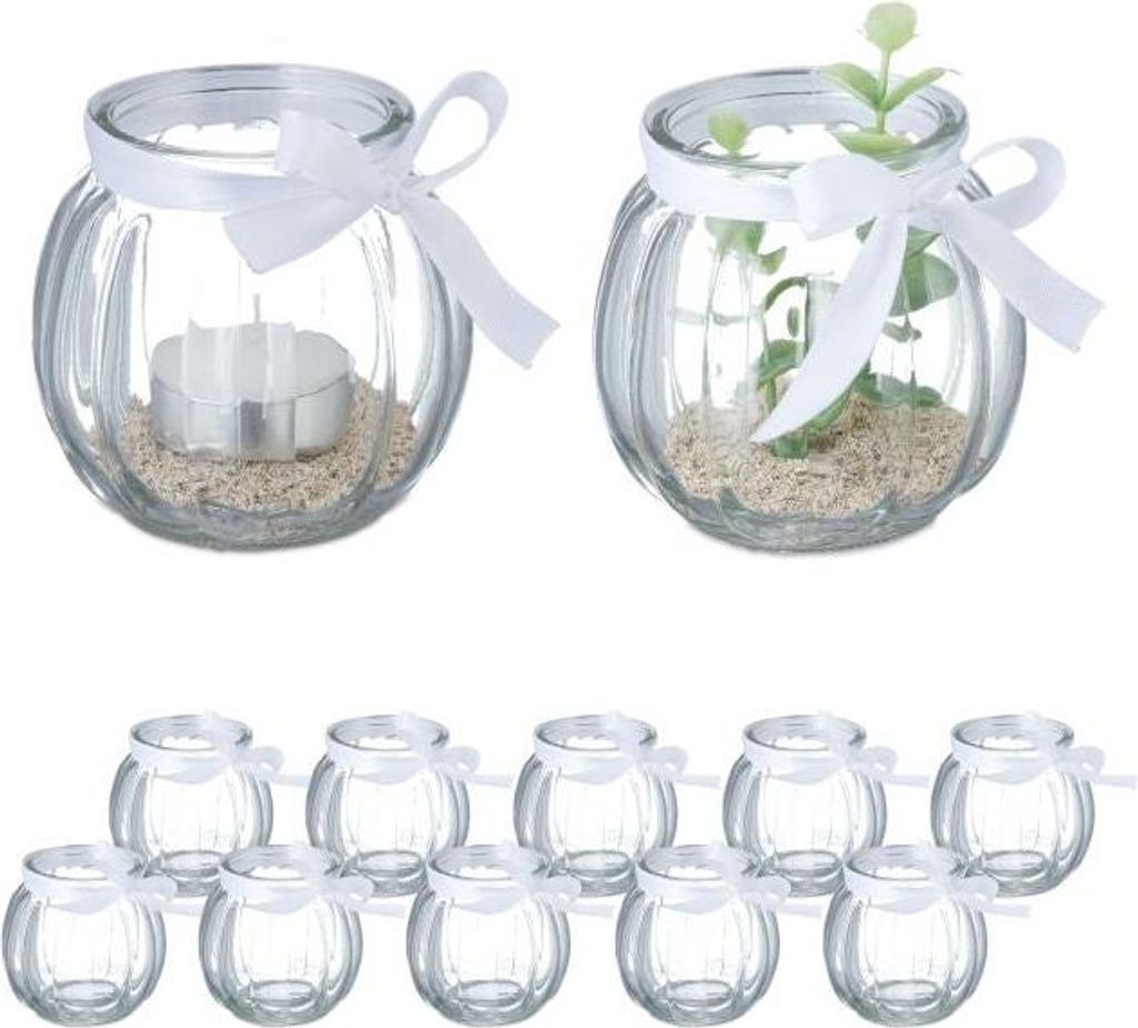 Transparentes Windlicht-Set mit 12 Stück