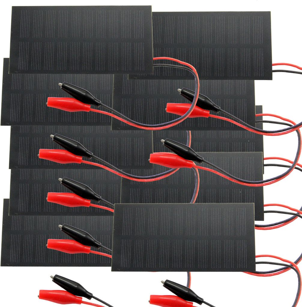 Solarzelle mit Krokoklemmen 150 mA – 5V, 10er-Set