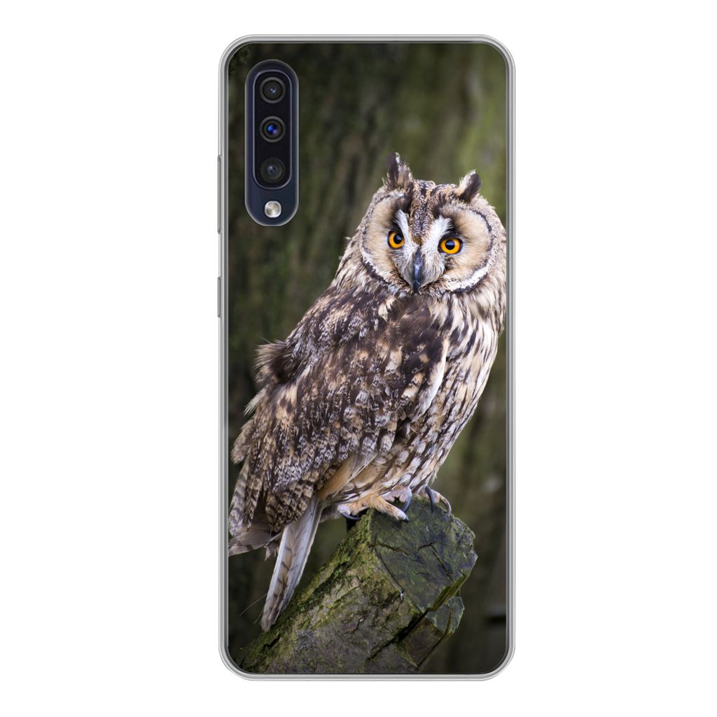 MuchoWow Handyhülle Schutzhülle Hülle für Samsung Galaxy A50 Eule - Nahaufnahme - Baum Silikon Softcase Handy Hülle - Mobiltelefonhülle