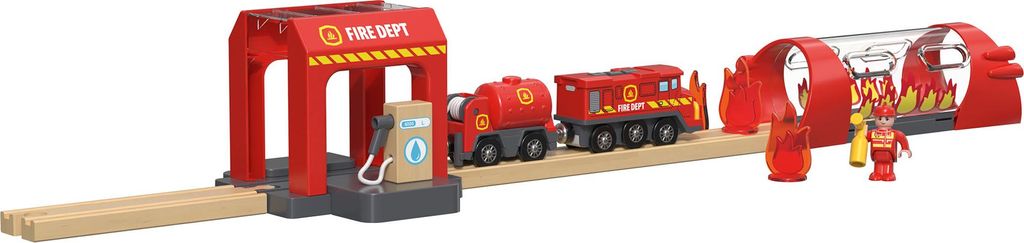 LUPILU Holz Eisenbahn Technologie Set Kinder SpielFeuerwehr ab 3 Jahren