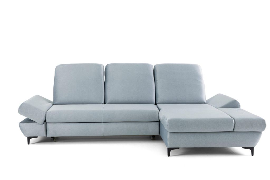 NEXT COLLECTION Ecksofa SCOTT verstellbaren Armlehnen, Metallfüßen, mit Bettkasten, mit Bettfunktion, verstellbaren Kopfstützen, Rechts, Grau