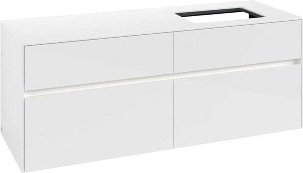 V&B Waschtischunterschrank Collaro 140x54,8x50cm, WT r, LED 10W, glo wh.