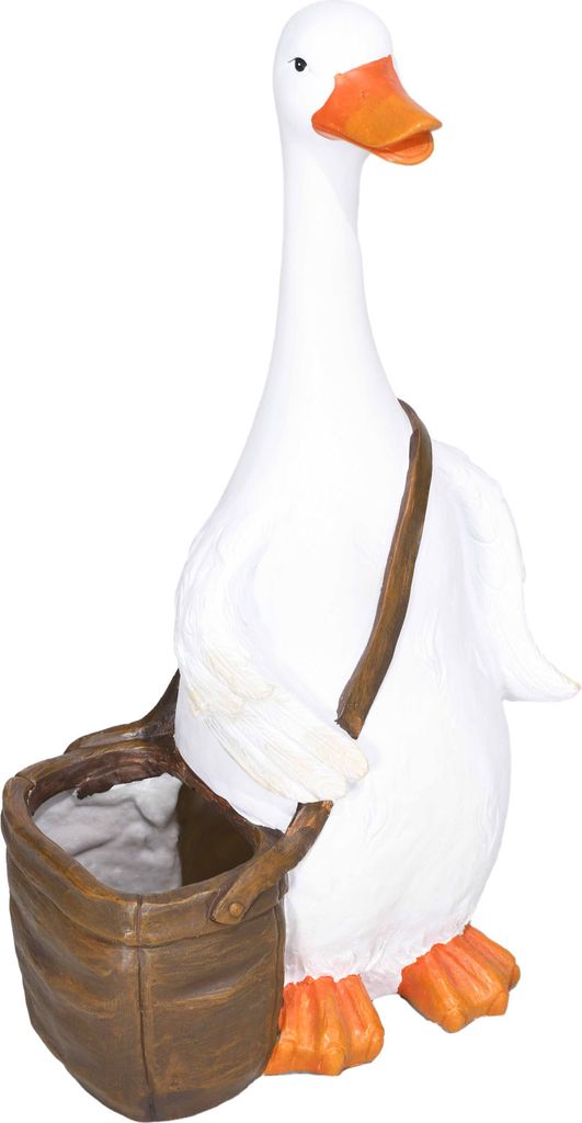 Outsunny Pflanztopf, Blumentopf mit "Schwan mit Schulranzen" Design, Übertopf mit Entwässerungsbohrung, Kräutertopf für Indoor, Outdoor, Kunstharz