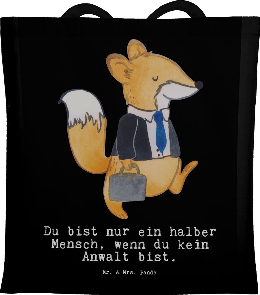 Mr. & Mrs. Panda Jutebeutel Anwalt Herz - Schwarz - Geschenk, Stoffbeutel, Anwaltskanzlei, Spruch, Lustig, Beruf, Tote Bag, Einkaufstasche, Beutel,...