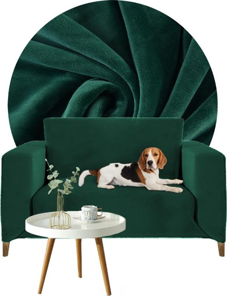 Elastischer Velours-Bezug für 1-Sitzer Sofa, Couch oder Produktbild 