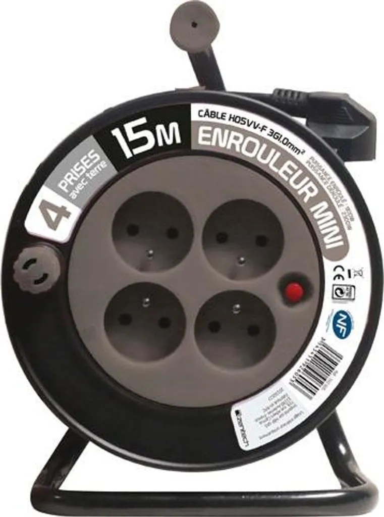 Fini les câbles emmêlés avec l'enrouleur 15m Zenitech 3G1mm² Taupe design