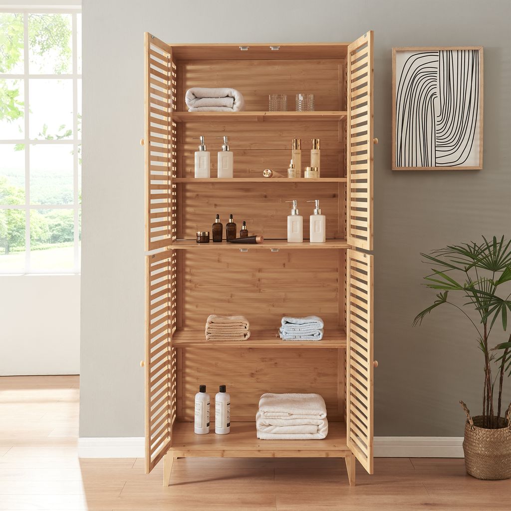 Badezimmerschrank 'Raurgela' 180x80x40 cm Bambus