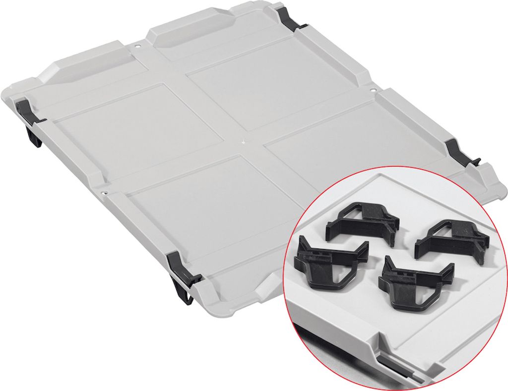 SparSet 10x Auflagedeckel Set Eurobox NextGen mit 4 schwarzen Schiebeschnappverschlüssen | BxT 40x60 | Eurobehälter, Transportbox, Transportbehä...