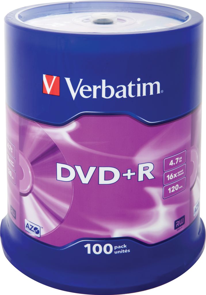 Verbatim 43551 1x100 Verbatim DVD+R 4,7GB 16x Speed, Zdjęcie produktu