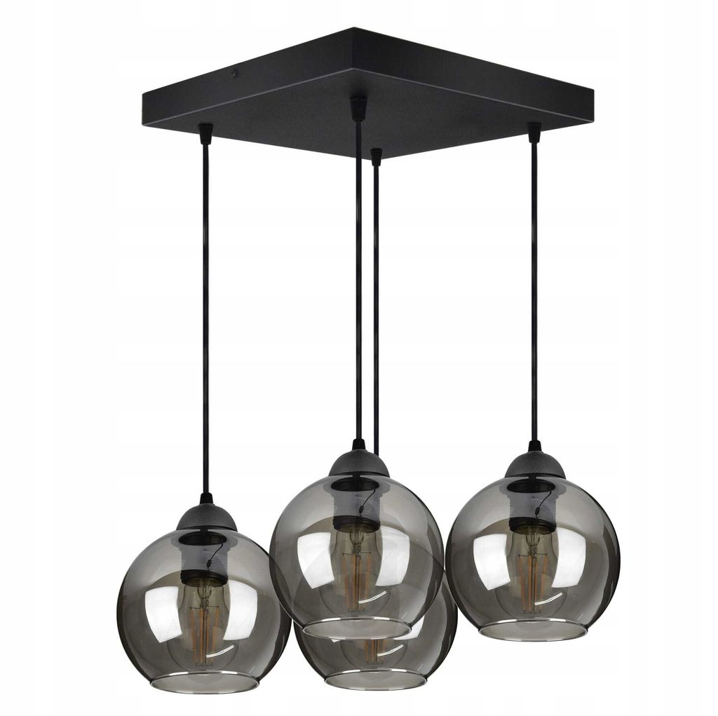 LUXOLAR Pendelleuchte 4 flammig Schwarz, Led Deckenlampe Produktbild 