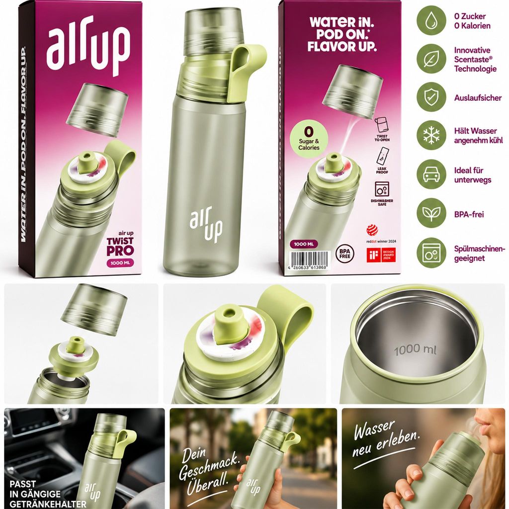 air up Twist Pro Gen 2 Trinkflasche 1000 ml Sage