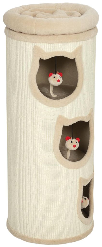 PawHut Krabpalen toren, 96 cm hoog, kattenhuis met 3 Productafbeelding 