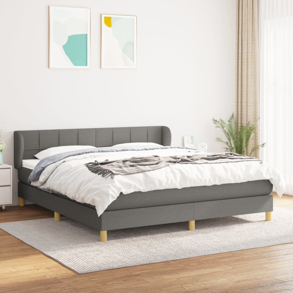 The Living Store Boxspringbett mit Matratze Dunkelgrau 180x200 cm Stoff