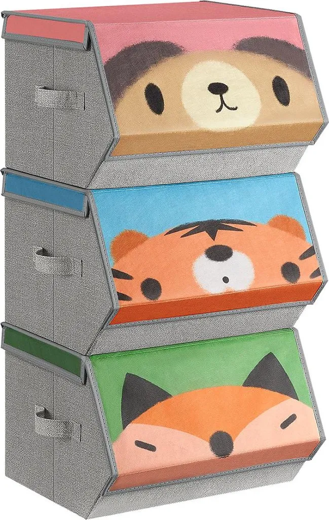 Lot de boîtes de rangement pliables et décoratives Ours Tigre Renard