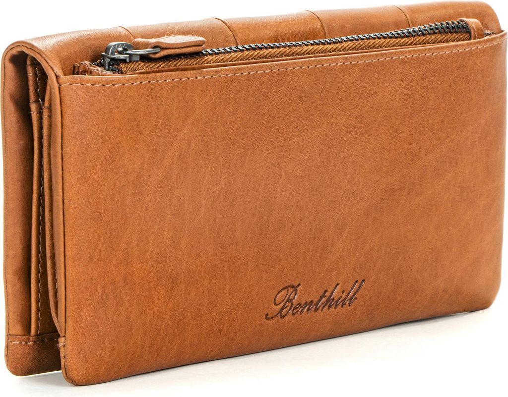 Benthill Portemonnaie Damen Leder RFID | Geldbörse Frauen mit Kartenfächer & Münzfach | Weiche Vintage Clutch Slim Portmonee | Rindsleder Portmo...