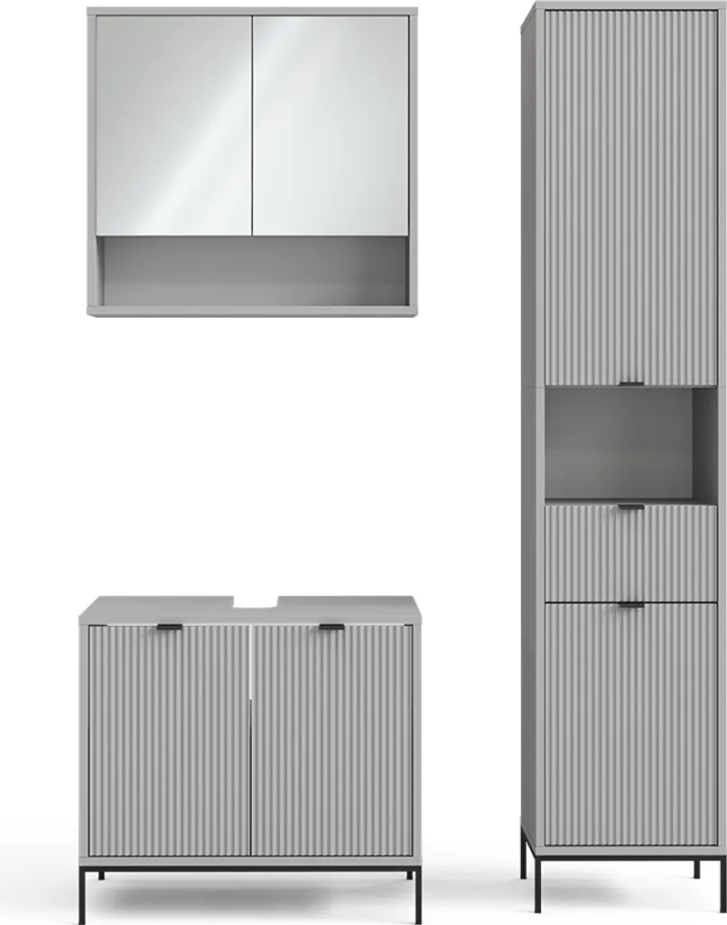 Aménagement salle de bain complète Eliza Vicco Gris 3 pièces avec rangement