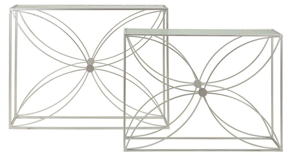 2er Set Konsole Paradise 30 x 100 x 78 cm Metall Glas Silber