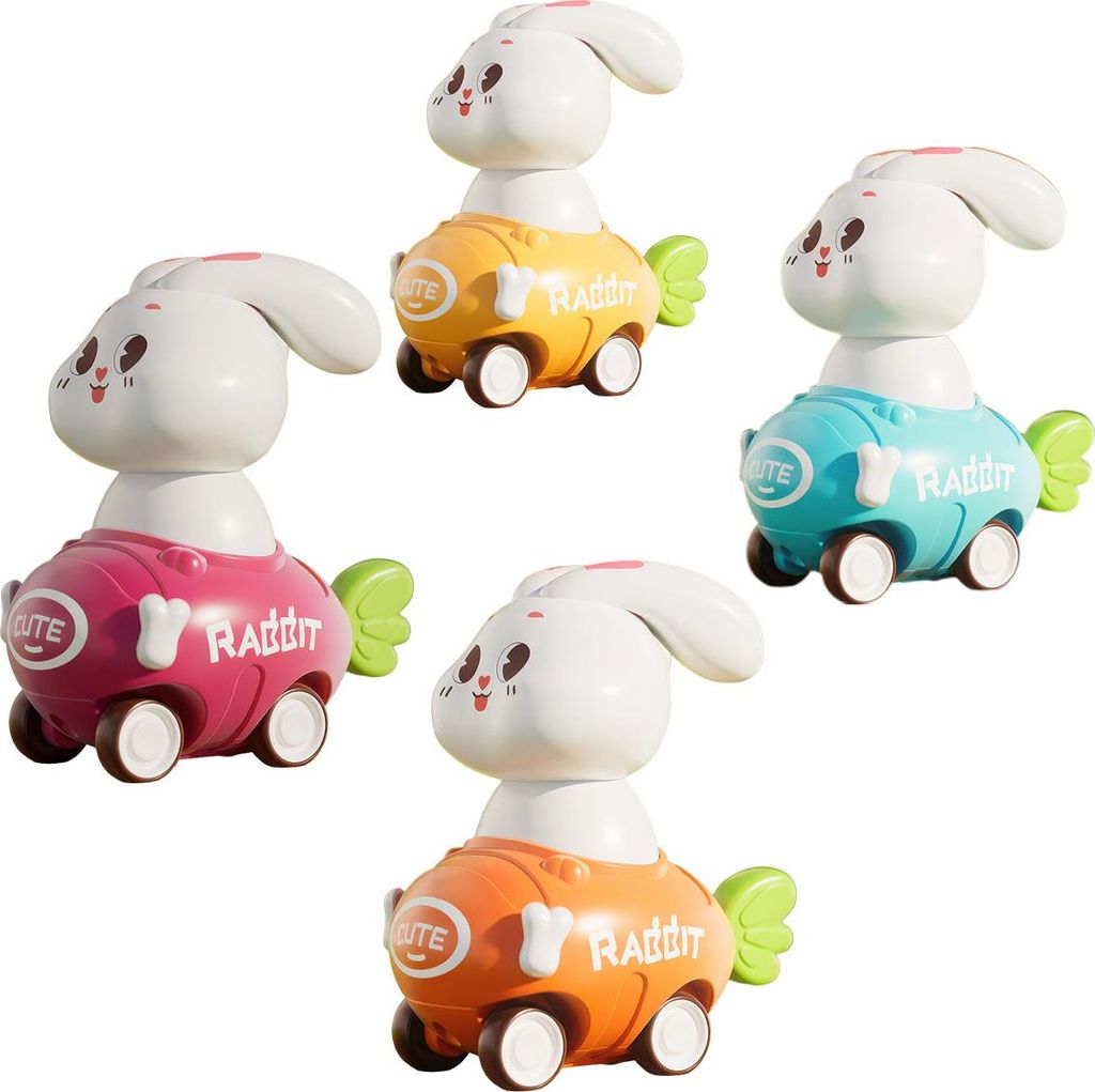 Oster-Spielzeug 4er Set, Baby Auto Schiebefahrzeug, Pull-Back Spielzeug für 1 Jahr, bunt, tragbar, Geburtstags- & Ostergeschenk Jungen & Mädchen