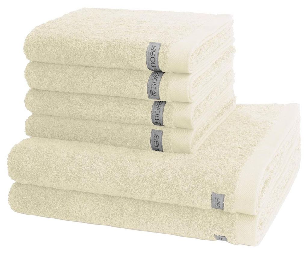 Ross Sinfonie 4 X Handtuch 2 X Duschtuch im Set Walkfrottee aus reiner Baumwolle 500 g/m², Hohe Saugkraft und flauschig weicher Griff, Gewebte Bor...