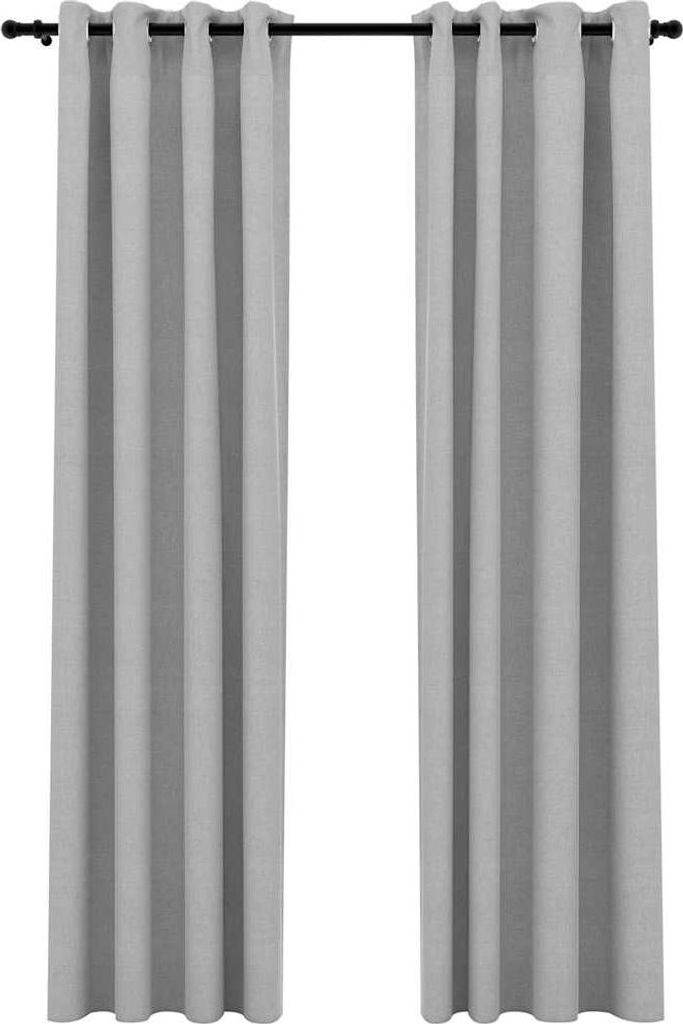 vidaXL Verdunkelungsvorhänge Ösen Leinenoptik 2 Stk. Grau 140x225 cm