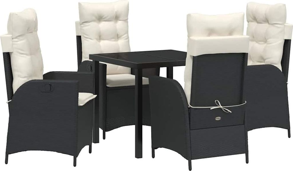 Garten Essgruppe mit Kissen 5 pcs Schwarz Poly-Rattan