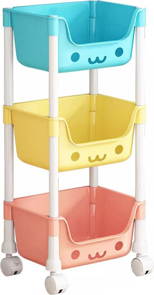 Vierstöckige Rollwagen-Aufbewahrungsbox mit 360-Grad-Rädern, stabile Konstruktion, starke Tragfähigkeit, Spielzeug-Aufbewahrungswagen, Bücherre...