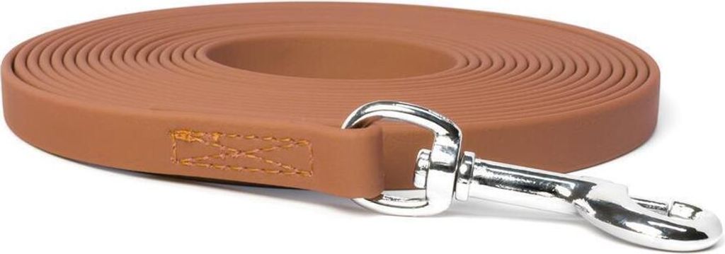Mystique Biothane Schleppleine 13mm vernäht mit HS Standard Karabiner beta hellbraun 10m