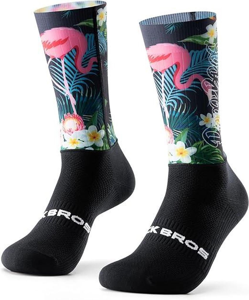 ROCKBROS Fahrrad Socken Unisex Atmungsaktiv Anti-Rutsch Kompression Nahtlos Schnelltrocknend Für MTB Rennrad Laufen Wandern Schwarz Größe L