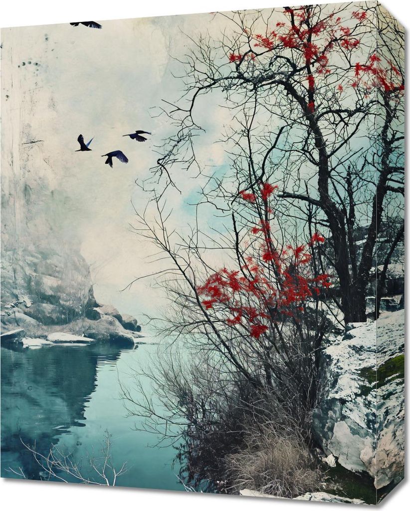 Bild 40x50cm Winterliche Dämmerung der Vögel