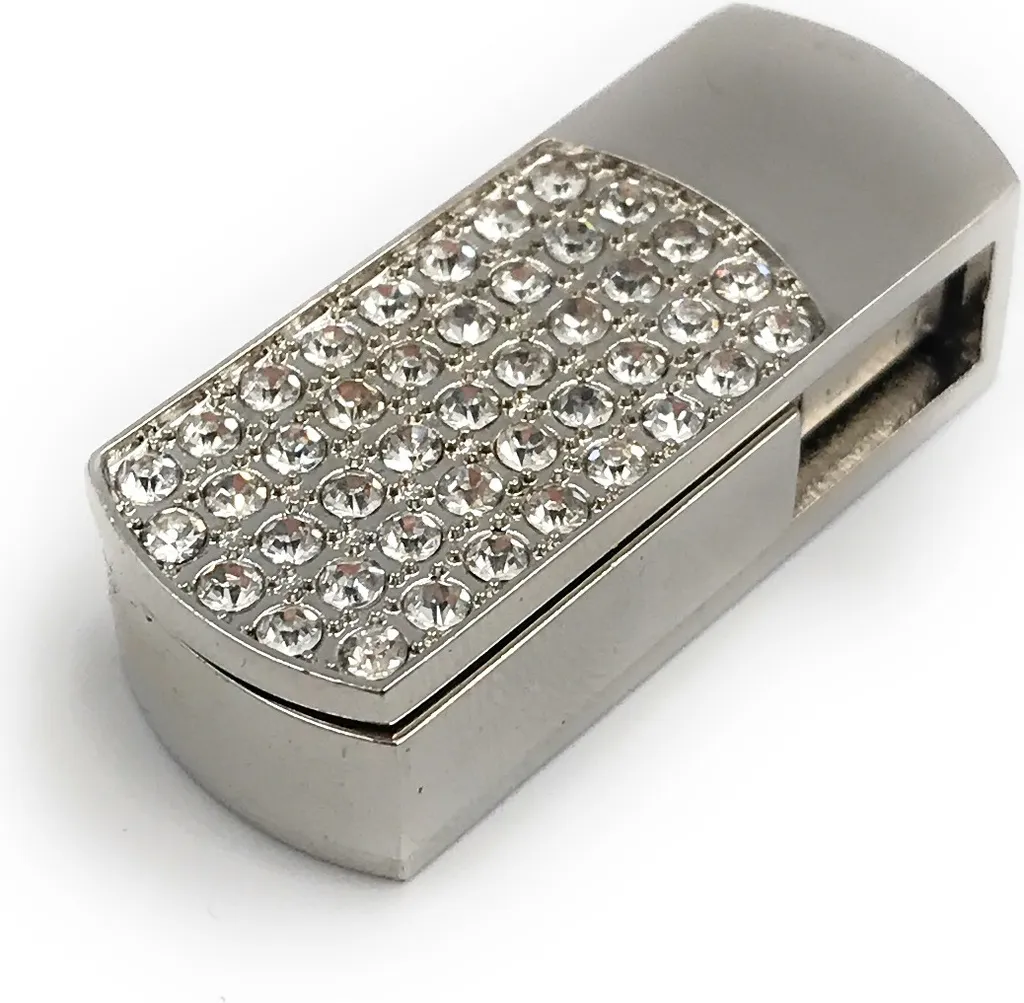 Regalo Originale Chiavetta USB 3.0 64GB Ciondolo Cerniera Strass Argento