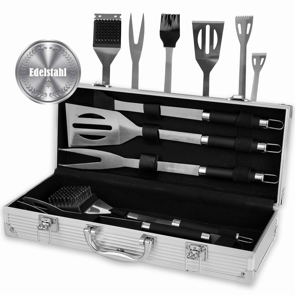 LEHMANN Grillbesteck Set im Koffer, 5-tlg Edelstahl Produktbild 