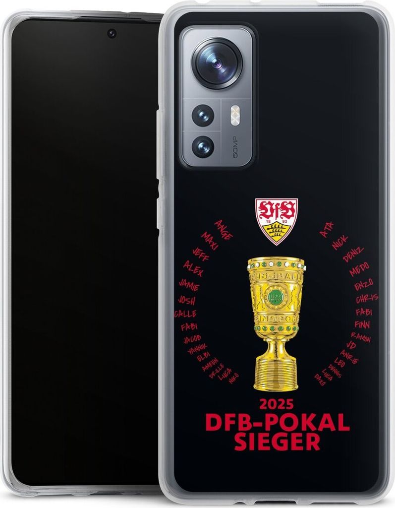 DeinDesign Handyhülle für Xiaomi 12 5G Silikon Hülle Case Smartphone Schutzhülle Offizielles Lizenzprodukt Pokal VfB Stuttgart