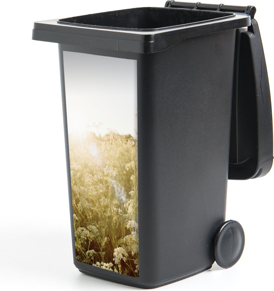 MuchoWow Mülltonnenaufkleber Blumen - Weiß - Frühling 38x80 cm - Behälteraufkleber - Mülleimer-Aufkleber - Container-Aufkleber