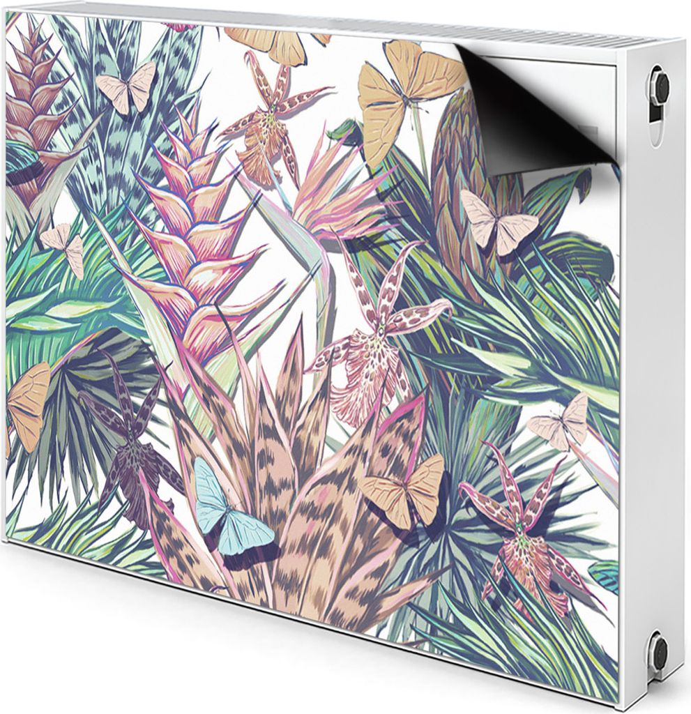 Magnet Heizkörperabdeckung Heizkörperverkleidung Verkleidung Abdeckung 110x60 cm - Blumen und Schmetterlinge