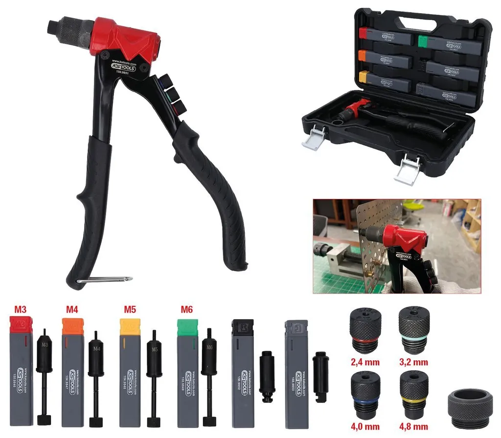 Set KS TOOLS 150.9850 | Pinza Rivetti e Dadi Professionale 3-in-1 - 2