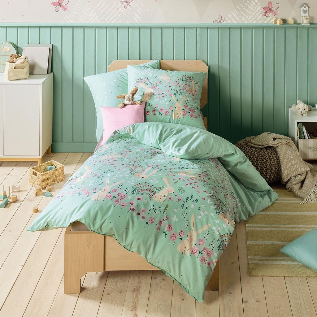 Kaeppel Kinder-Bettwäsche Bunnys" mint 1x 100x135 cm + 1x 40x60 cm"