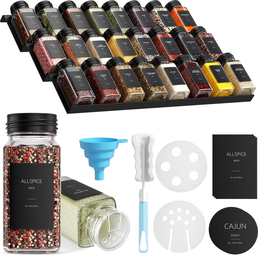 Ensemble de 24 pots à épices - Bocaux en verre de 120 ml - Image du produit 