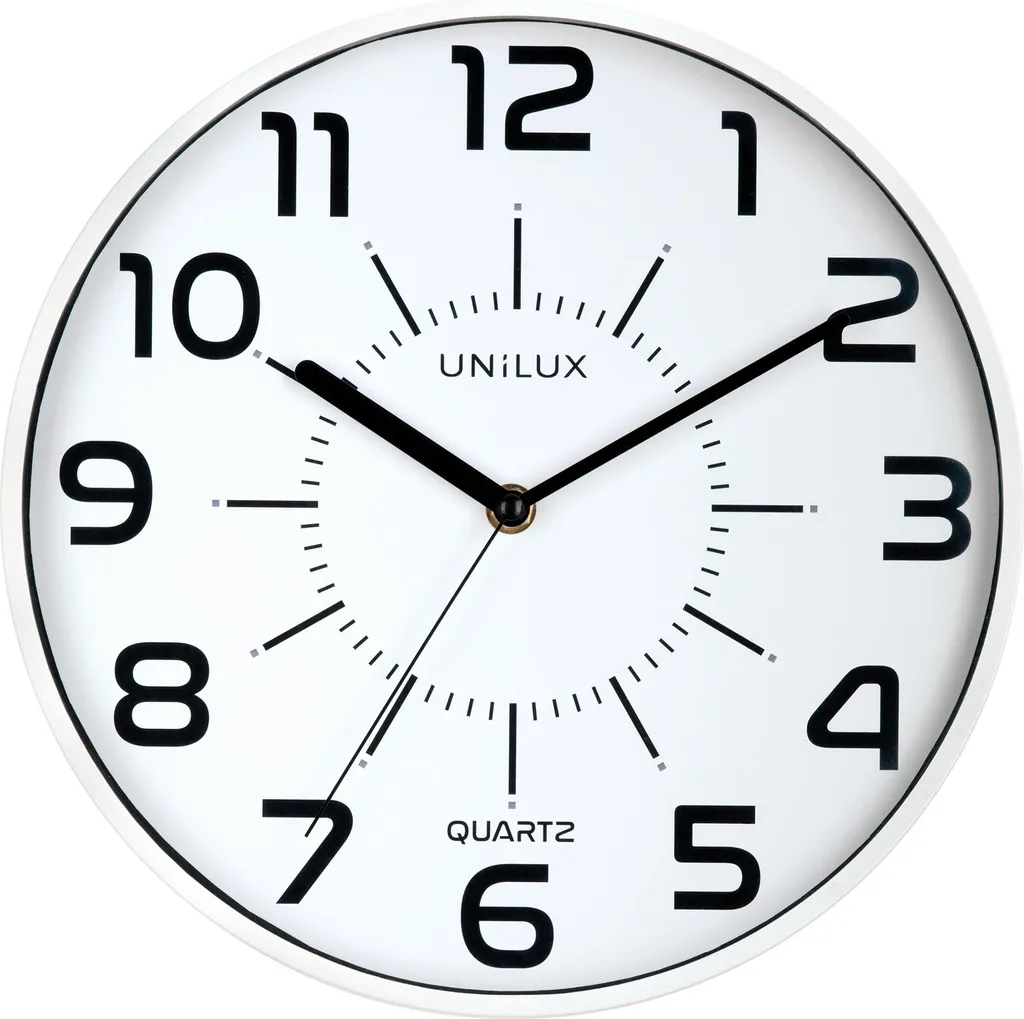 Horloge murale 300mm UNiLUX POP blanche à quartz haute lisibilité 30cm