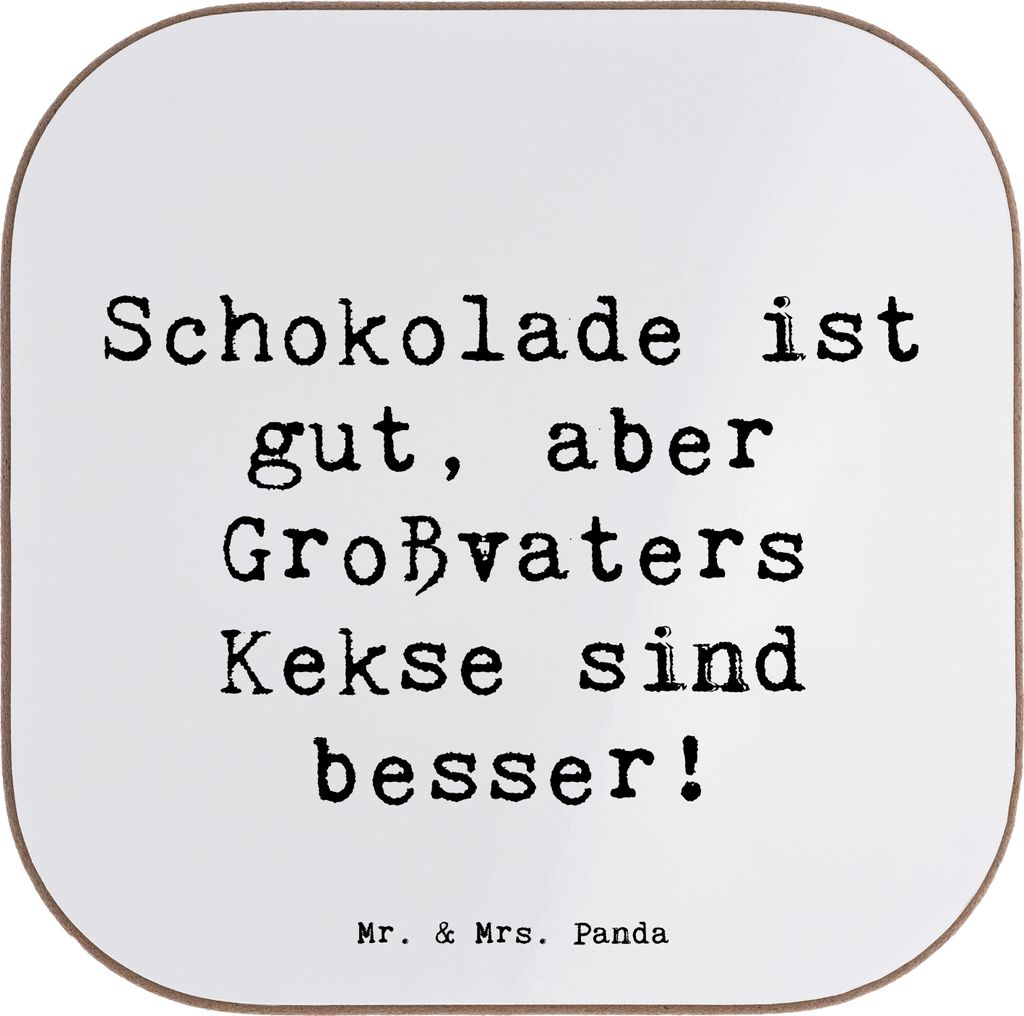 Mr. & Mrs. Panda Tassenuntersetzer Spruch Großvaters Kekse - Weiß - Geschenk, Süßigkeiten, für Großvater, Tischschoner, Coaster, Tassen Unter...