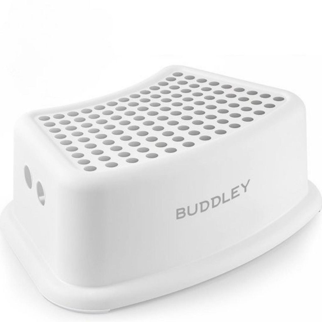 BUDDLEY PP Step Stool Weiß-Grau (2er Set) – Tritthocker Produktbild  KI-generiertes Bild